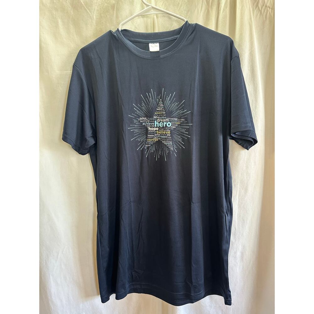 Graphic Word Art “Hero” T-Shirt Women’s Large Black Motivational Tee